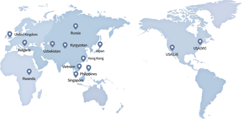 Global Presence United Kingdom, Bulgaria, Rwanda, Uzbekistan, Kyrgyzstan, Russia, Japan, Hong Kong, Philippines, Vietnam, Singapore, USA(LA), USA(NY)  - See the Global Presence page for more information